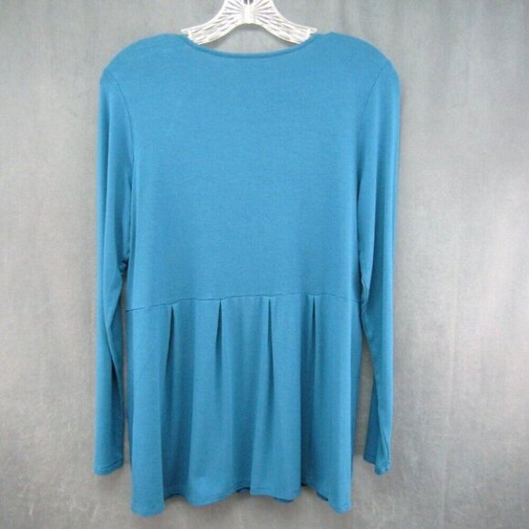 J Jill Wearever Collection Blue Long Sleeve Pleated Drop Waist Top Size S - Picture 4 of 8